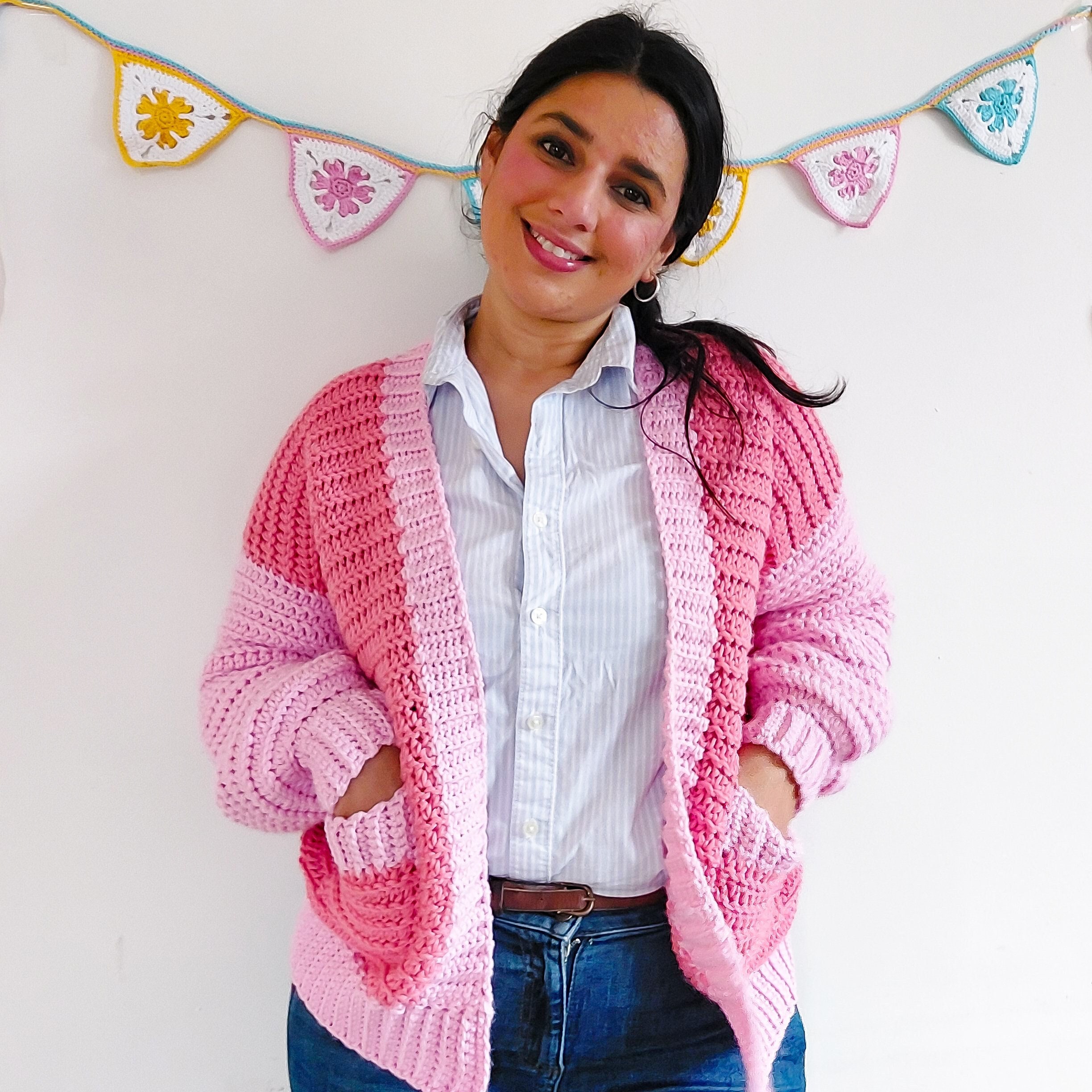 Bubblegum Crochet Cardigan Pattern: Chunky Balloon Sleeve