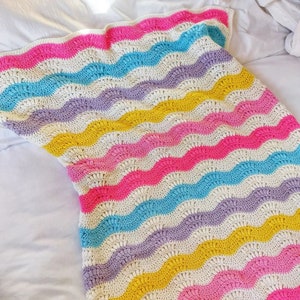 CROCHET PATTERN & VIDEO/ Crochet Blanket, Crochet Ripple Blanket Pattern, Crochet Gift, Easy Crochet Pattern, Digital Download
