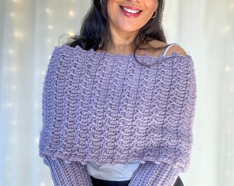Crochet Sweater Scarf Pattern: Beginner-Friendly Chunky Yarn (Sizes XS-XXL) (PDF Pattern & Video