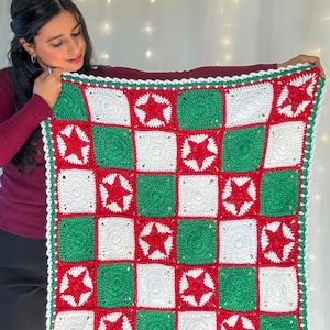 CROCHET PATTERN, Crochet Blanket, Christmas Blanket, Granny Square Pattern, Crochet Star Blanket, Crochet Baby Blanket, Afghan Pattern