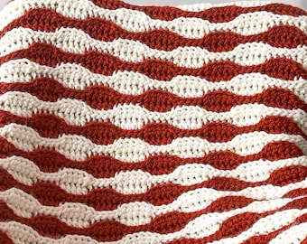 CROCHET PATTERN & VIDEO, Chunky Crochet Blanket, Crochet Blanket Pattern, Easy Crochet Afghan, Crochet Waves Blanket, Pdf Download, 8 sizes