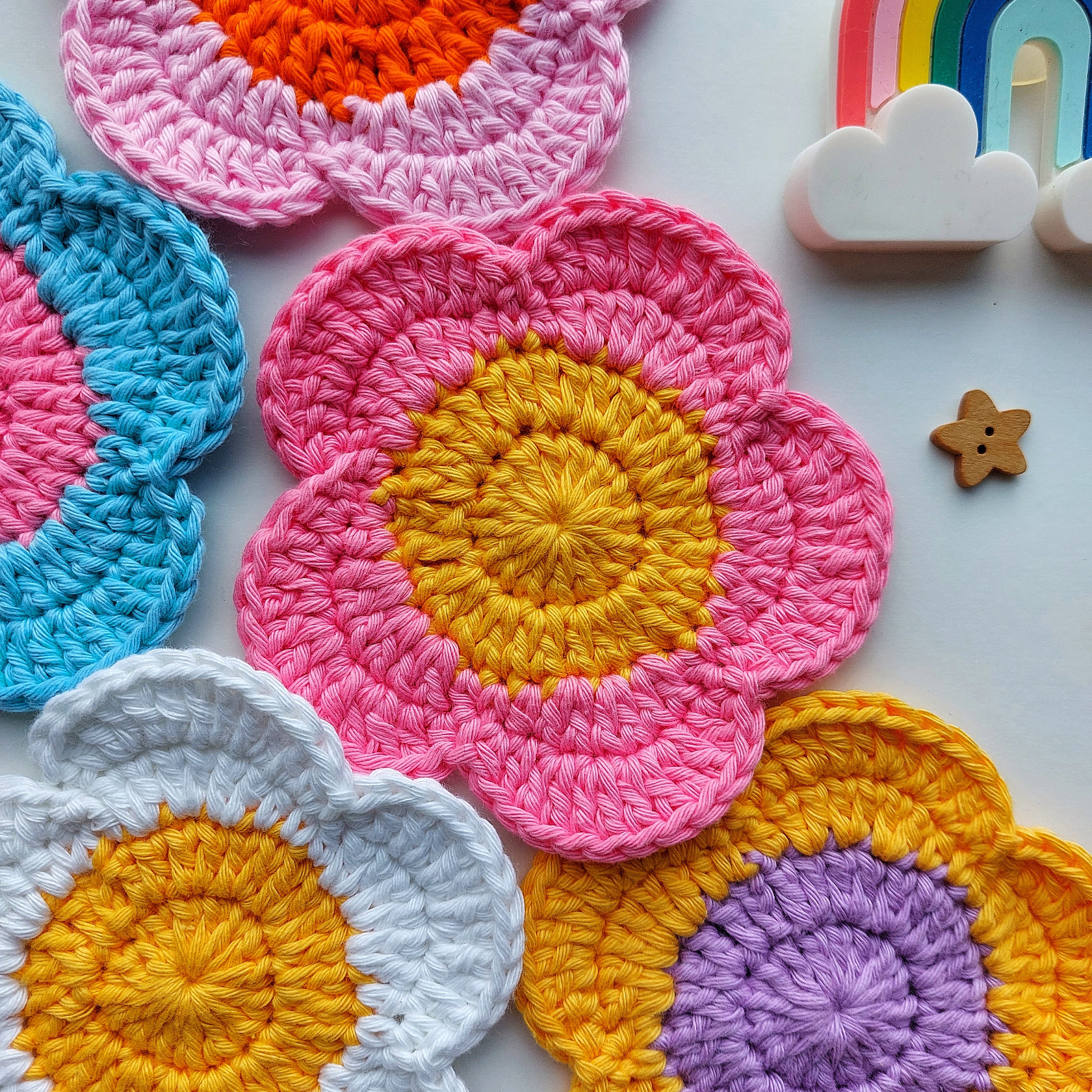 Crochet Flower Coaster Pattern: Easy Beginner Tutorial (digital ...