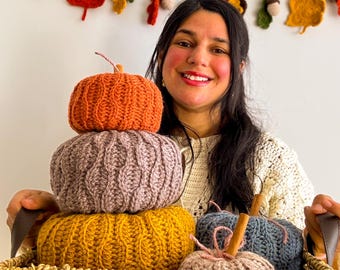 Crochet Pumpkin Pattern, 5 Sizes + Video Tutorial, Textured Fall Decor
