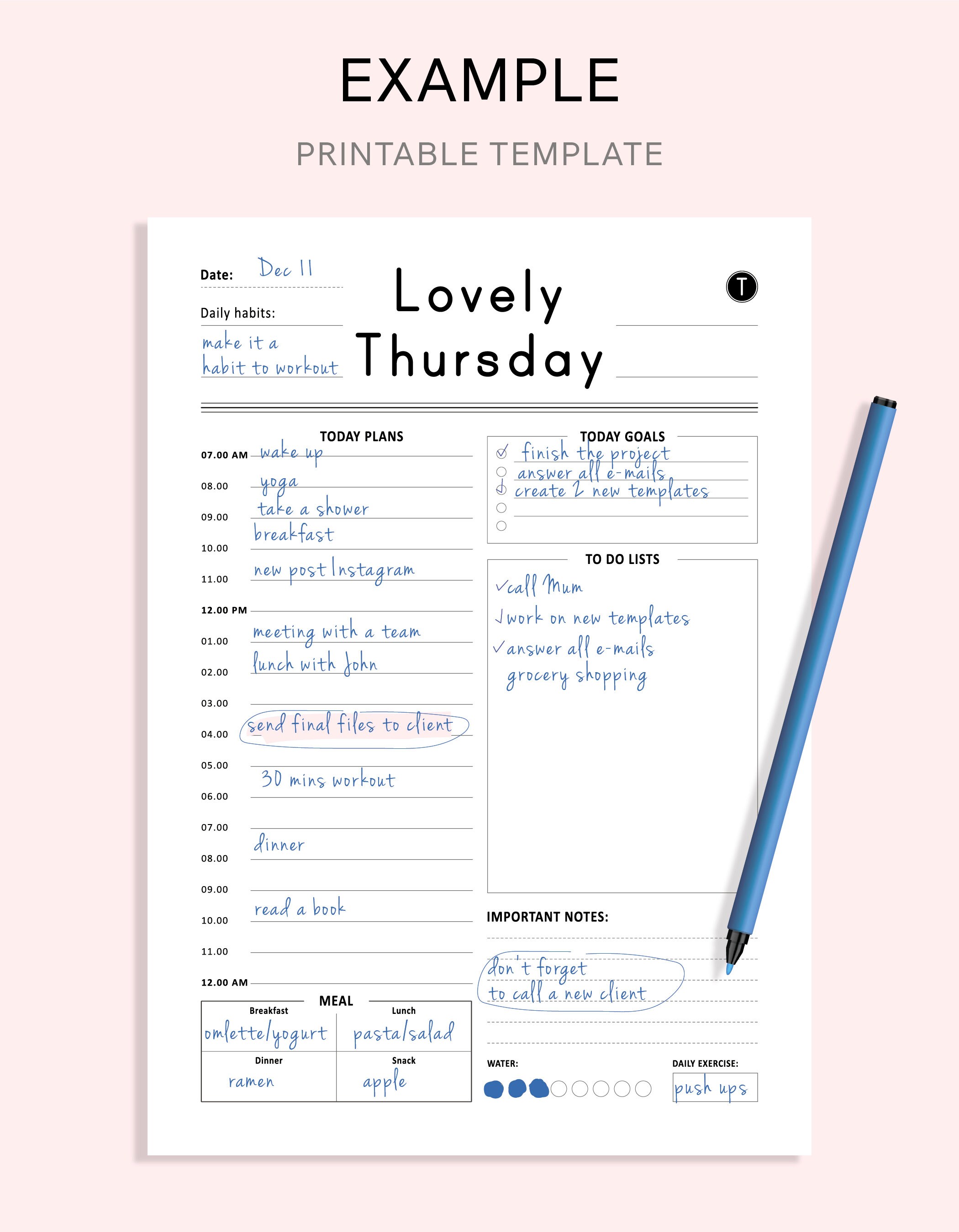 7 Day Planner Printable Daily to Do List for Work - Etsy Ireland
