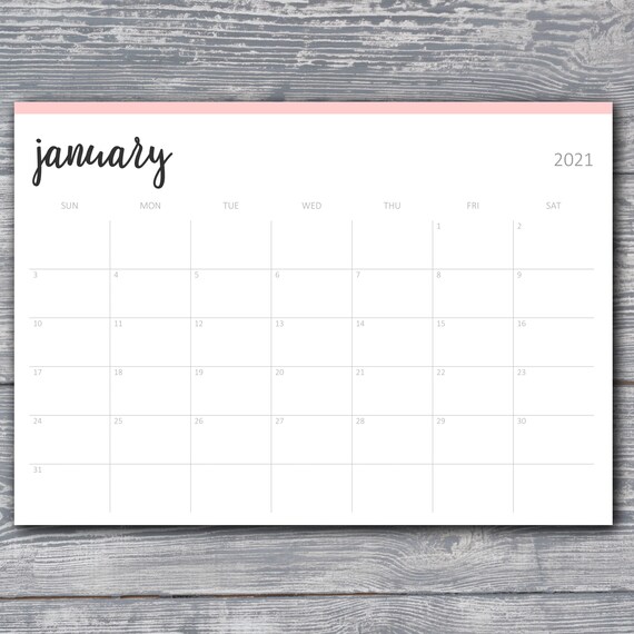 2021 Minimalist Printable Calendar blank calendar A4 desk | Etsy