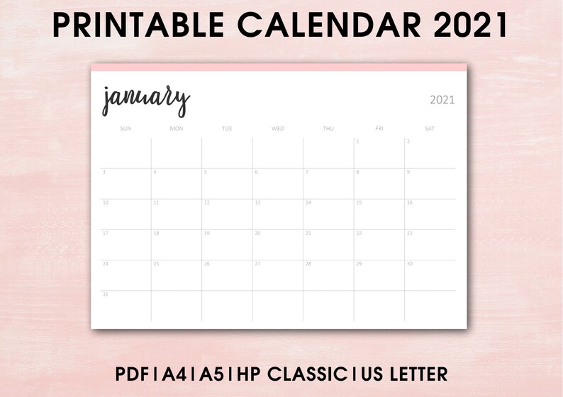 2021 2022 minimalist printable calendar blank calendar a4 etsy