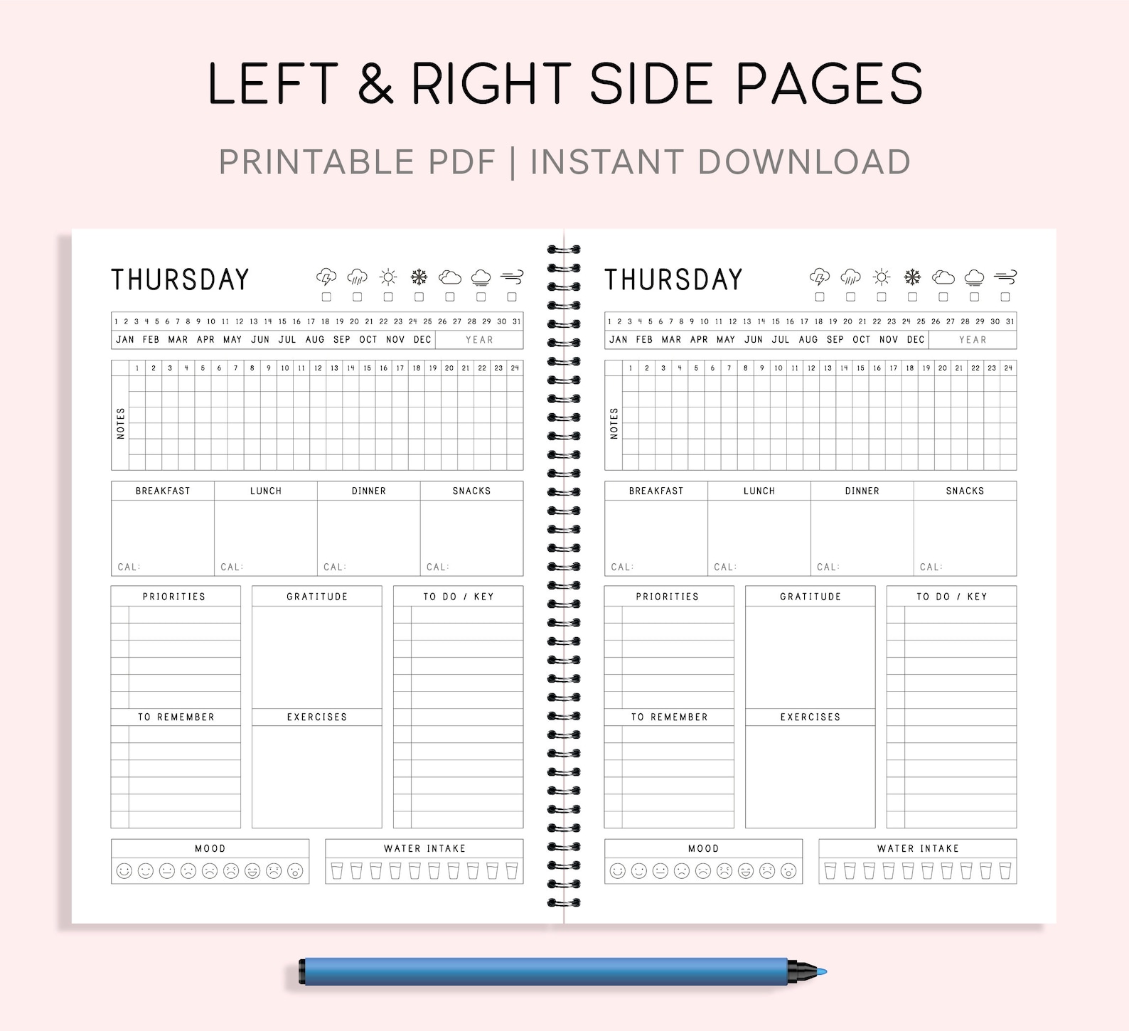 Daily Planner Printable, Printable Day Planner, Daily Hourly Planner ...