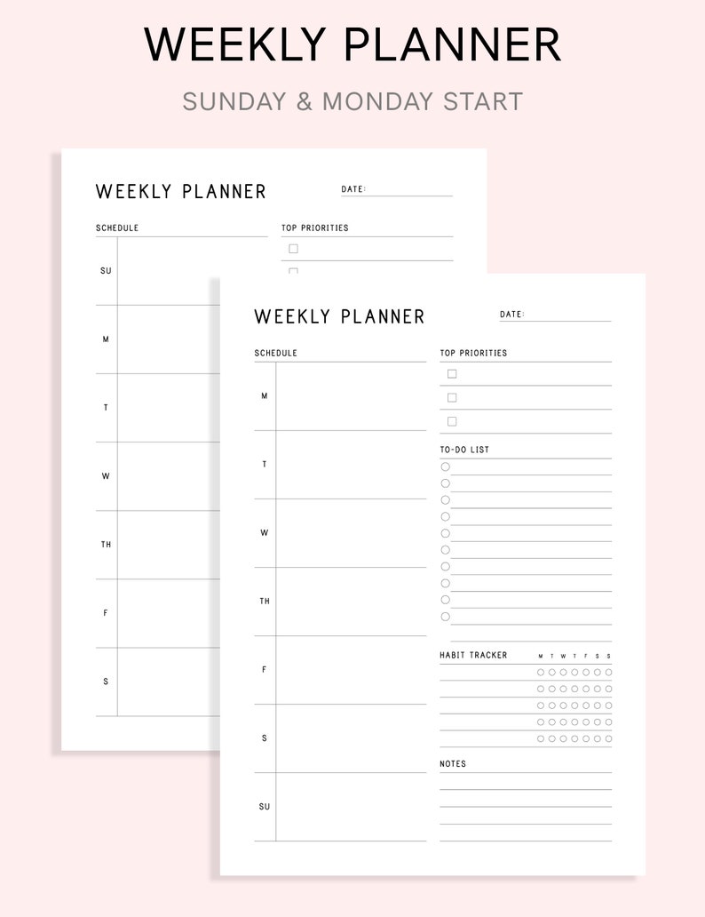 Printable Planner Bundle, Daily Planner, Weekly Planner, Monthly ...