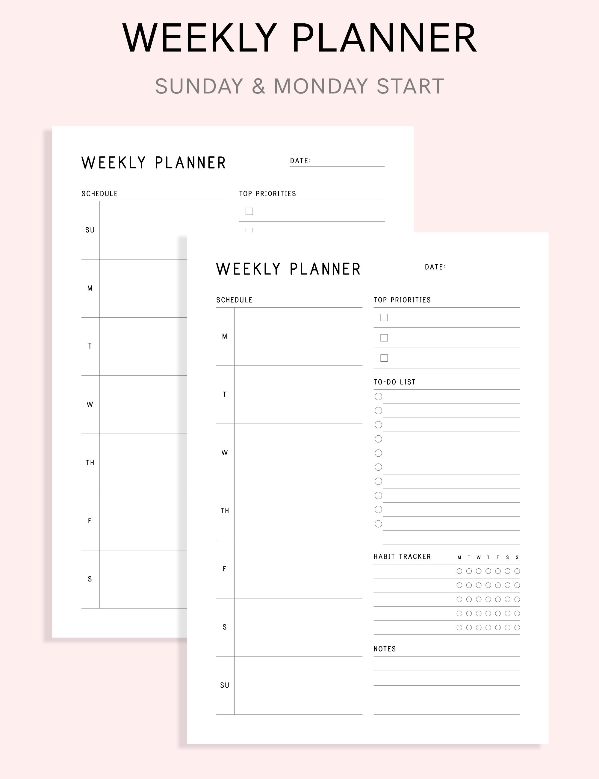 Printable Planner Bundle, Daily Planner, Weekly Planner, Monthly ...
