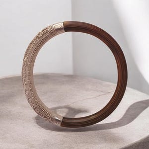 Vintage/antik chinesisches Silber Rattan Holz Armreif Armband
