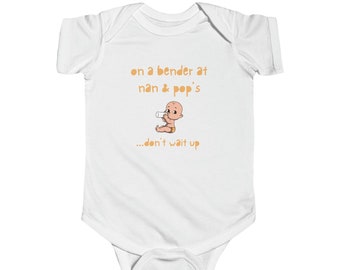 Baby Jersey Onesie, Funny Baby On A Bender Bodysuit, Nan and Pop Gift, Baby Gift