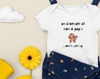 Baby Jersey Onesie, Funny Baby On A Bender Bodysuit, Nan and Pop Gift, Baby Gift