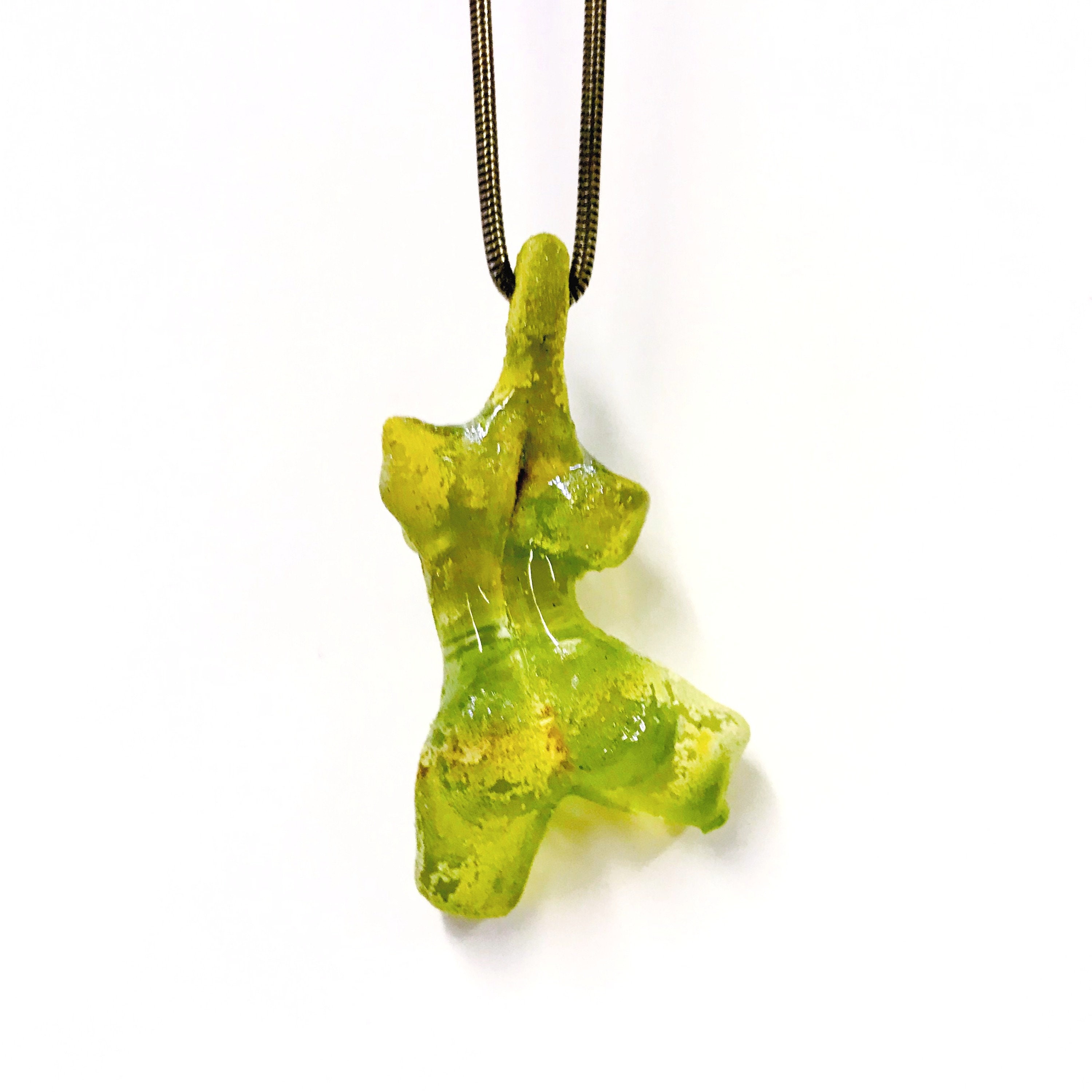 GLASS TORSO NECKLACE, Figurine Jewellery, Lady Figure