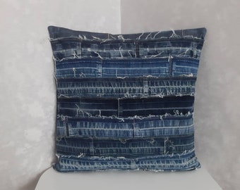 Denim boro patchwork vintage decorative pillowcase