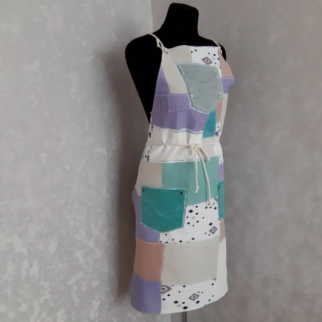 Oversize Denim Patchwork Apron for Garden or Etsy