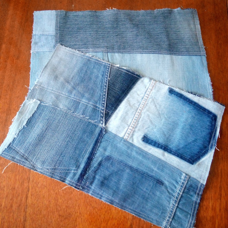 Rustic Denim Patchwork Placemats With Cutlery Pockets Etsy