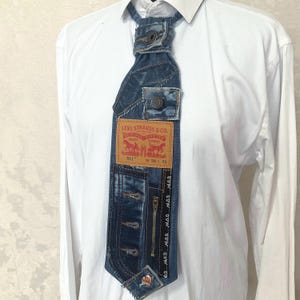 Upcycled Denim Patchwork Tie, Steampunk Boro Necktie, Handmade Streetwear Denim Tie, Avant Garde Grunge Fashion Accessory