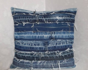 Denim boro patchwork vintage decorative pillowcase