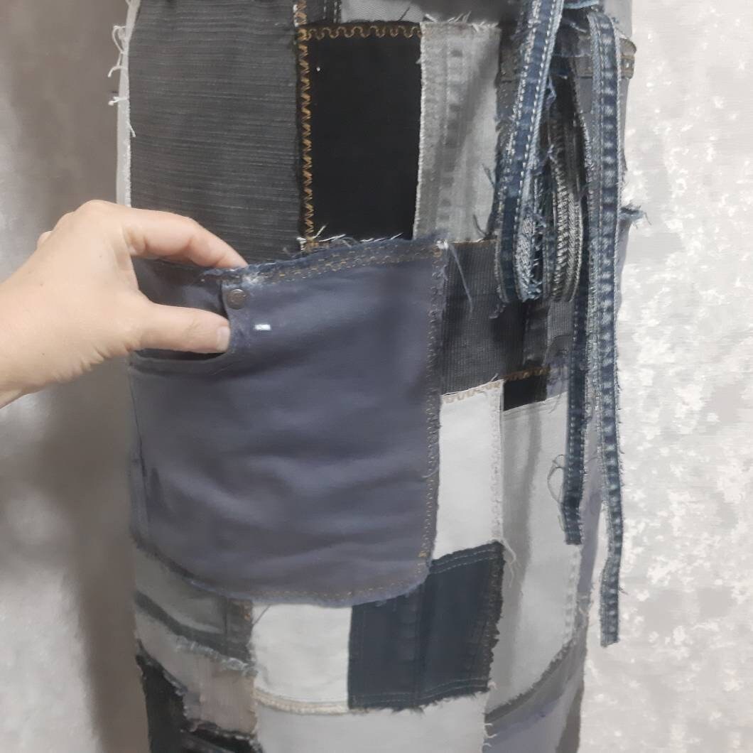 Oversize Denim Patchwork Apron for Garden or Etsy