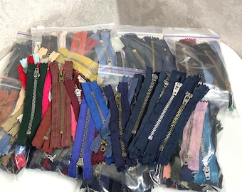 Set of 25 Metal Zippers, Recycled Zipper Bundle for Sewing Projects, Random Size Zippers, Upcycled Craft Supplies, DIY Materials