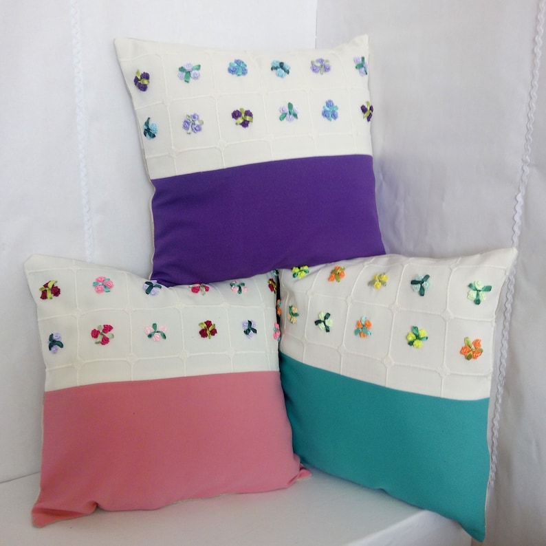 Vintage Pillowcase Made by Hand and Embroidery Ribbons Etsy UK