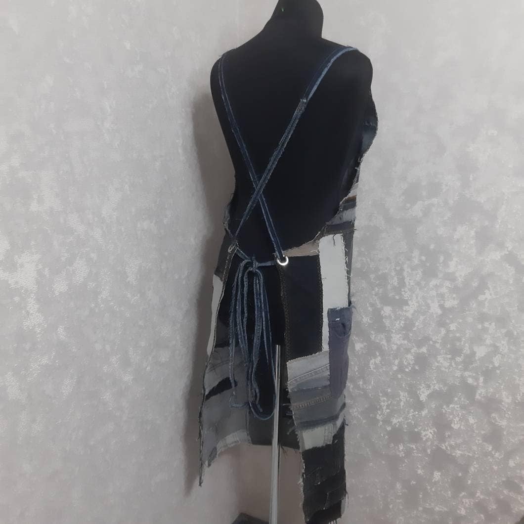 Oversize Denim Patchwork Apron for Garden or Etsy