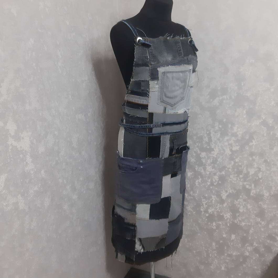 Oversize Denim Patchwork Apron for Garden or Etsy