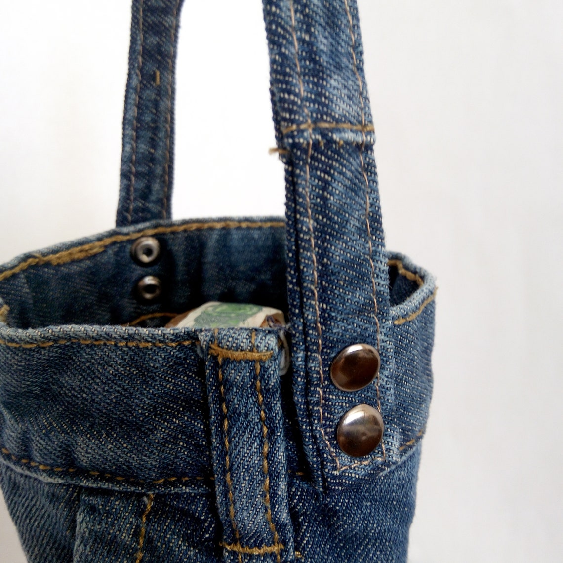 Vintage denim wine bottle bag Etsy