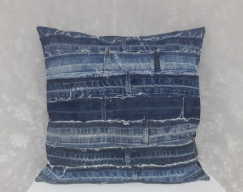 Denim boro patchwork vintage decorative pillowcase