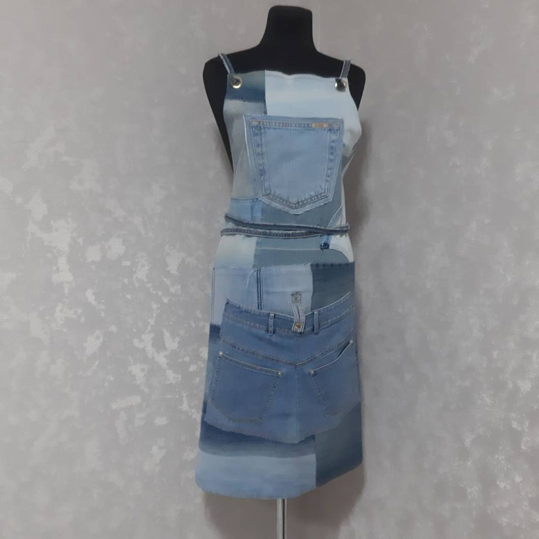 Oversize Denim Patchwork Apron for Garden and Etsy