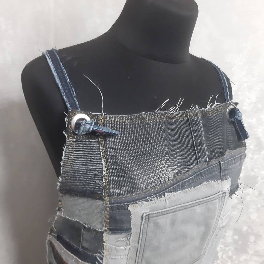 Oversize Denim Patchwork Apron for Garden or Etsy