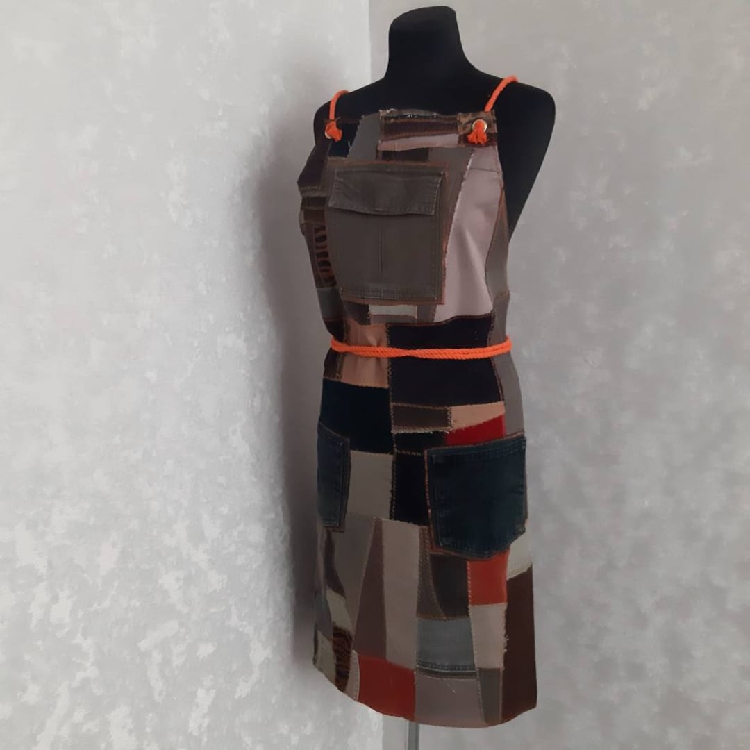 Oversize Denim Patchwork Apron for Garden or Etsy