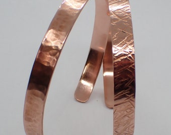 Texture hammered, adjustable copper bangle (non-magnetic)