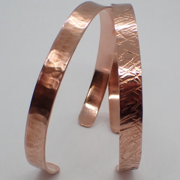 Texture hammered, adjustable copper bangle (non-magnetic)