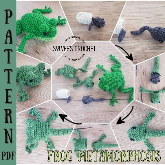 Frog metamorphosis crochet pattern