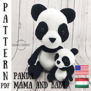 Mama panda and baby crochet pattern