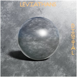 May include: A metallic silver sphere with a textured surface sits on a gray background. The text "LEVIATHANS DIGITAL" is written in orange above the sphere.