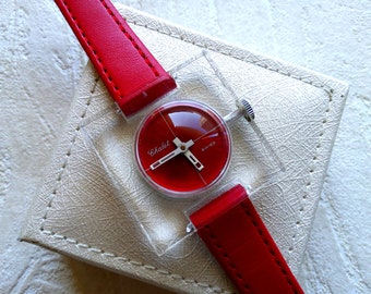 Swiss vintage Chalet womens fancy plastic watch, skeleton case