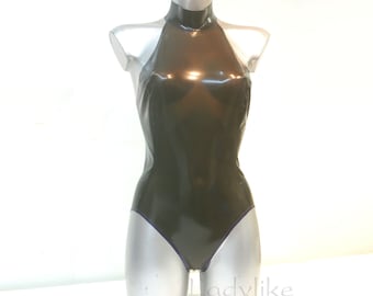 Halter Neck Latex Rubber Body / Sleeveless Leotard / Swimsuit