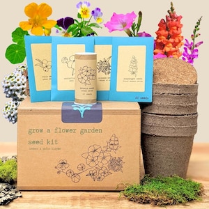 Grow a Flower Garden Seed Kit &#39;Indoor Blooms&#39; (Indoor Windowsill Garden, Heirloom non-GMO seeds, Winter Gift)