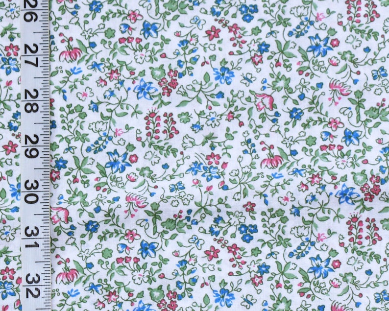 Vintage pink blue floral meadow feedsack feed flour sack SAS NOS cotton quilting fabric material