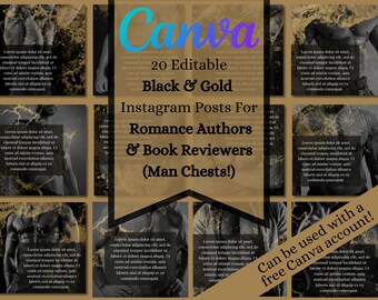 SQUARE STYLE: 20 Editable Instagram Templates for Romance Authors/Writers & Book Reviewers, Social Media Canva Templates, Spicy Romance