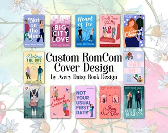 Custom RomCom Book Cover Design, Cute Romantic Comedy Romance Digital Book Cover, Illustrated Cartoon Vector Book Cover Design