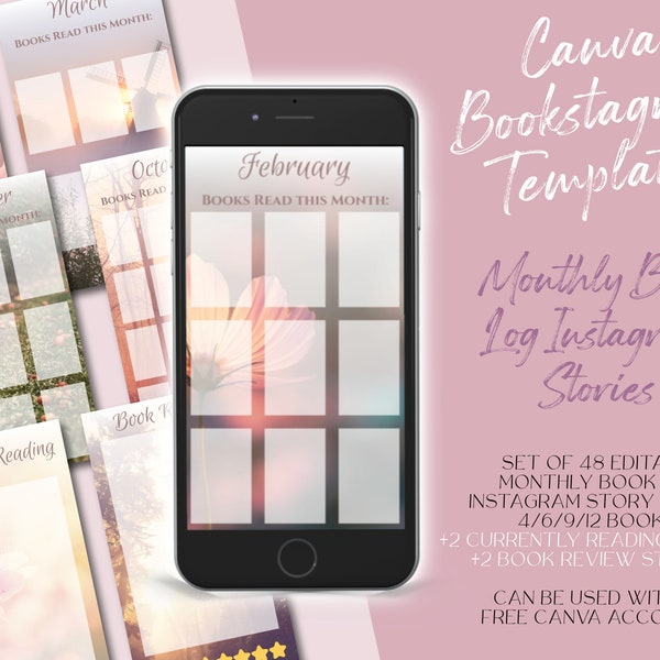Misty Sunrise Instagram Story Templates for Bookstagram, Reading Log Story Post Templates, IG Canva Story Templates for Readers & Writers