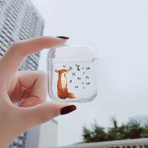 Étui pour AirPods Fox et Butterfly : housse de protection transparente