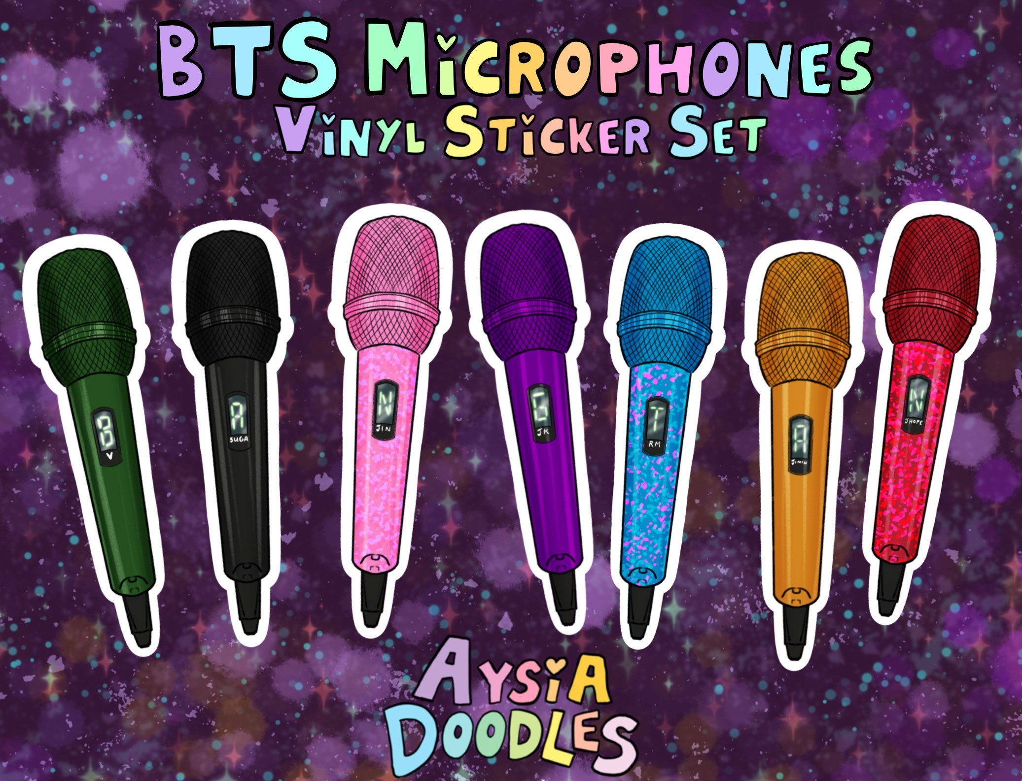 BTS Microphones Vinyl Sticker Pack Etsy