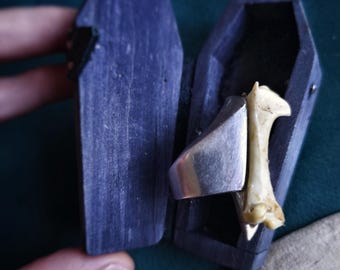 Tribal Bone Ring – Recycled Steel, Witchy Vulture Culture Jewelry