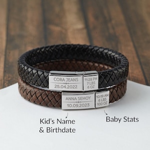 New Dad Gift, Dad Bracelet Personalized, Father&#39;s Day Gift, First Time Dad Gift From Baby, Men Bracelet Engraved