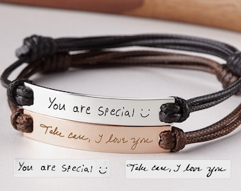 Handwriting Bracelet Men, Memorial Gift, Actual Handwriting Gift, Signature Bracelet For Him, Bereavement Gift, Gifts For Men