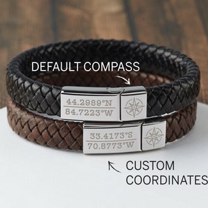 Long Distance Gift, Coordinate Bracelet Men, Valentine&#39;s Day Gift, Coordinates Gifts, Location Bracelet Boyfriend Jewelry